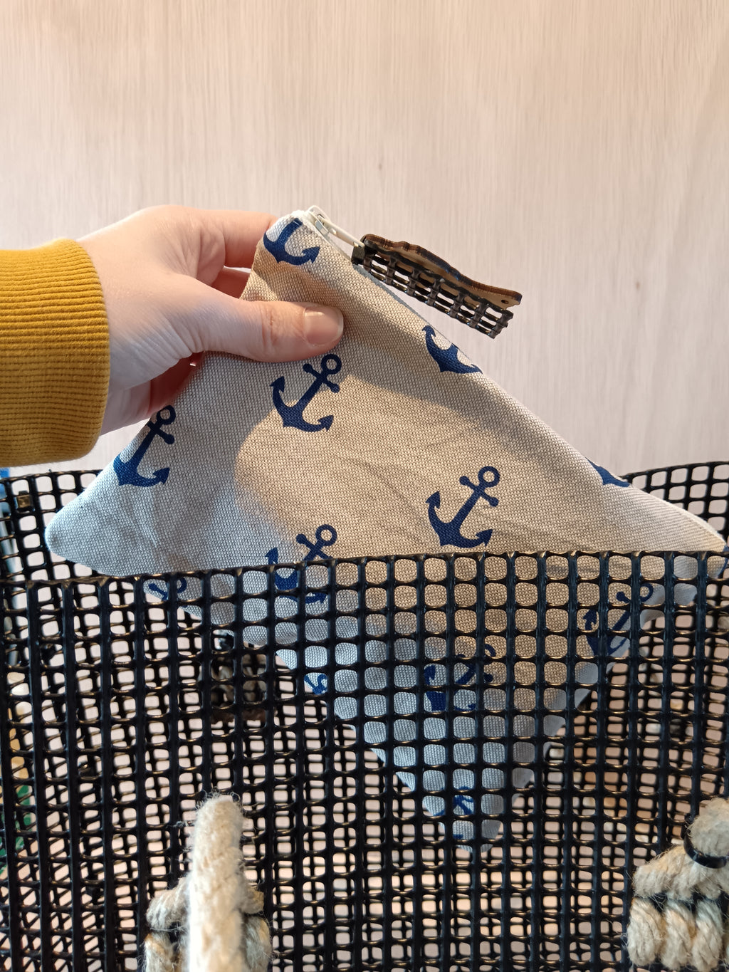 Pochette en tissu – Ancre marine