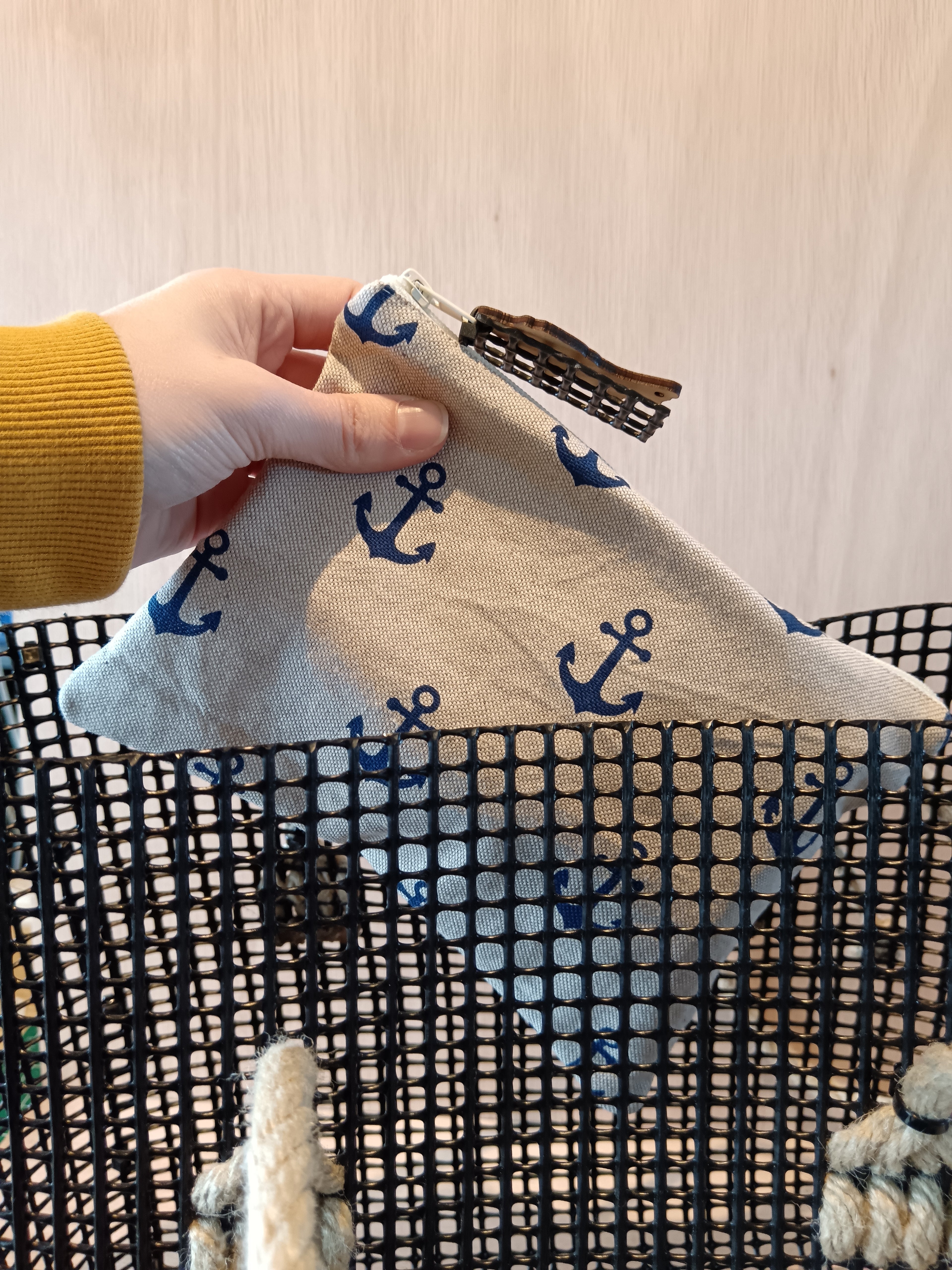 Pochette en tissu – Ancre marine