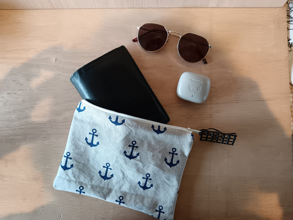 Pochette en tissu – Ancre marine